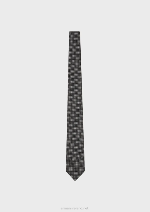 Men 086V2155 Pure Silk Tie With Jacquard Micro-Pattern Armani Black