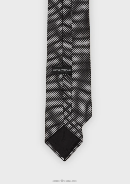 Men 086V2155 Pure Silk Tie With Jacquard Micro-Pattern Armani Black