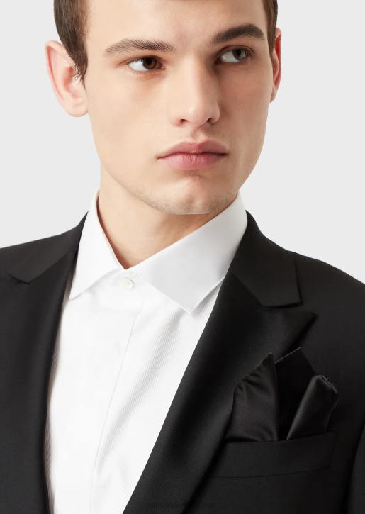 Men 086V2157 Pure Silk Pocket Square With Jacquard Micro-Motif Armani