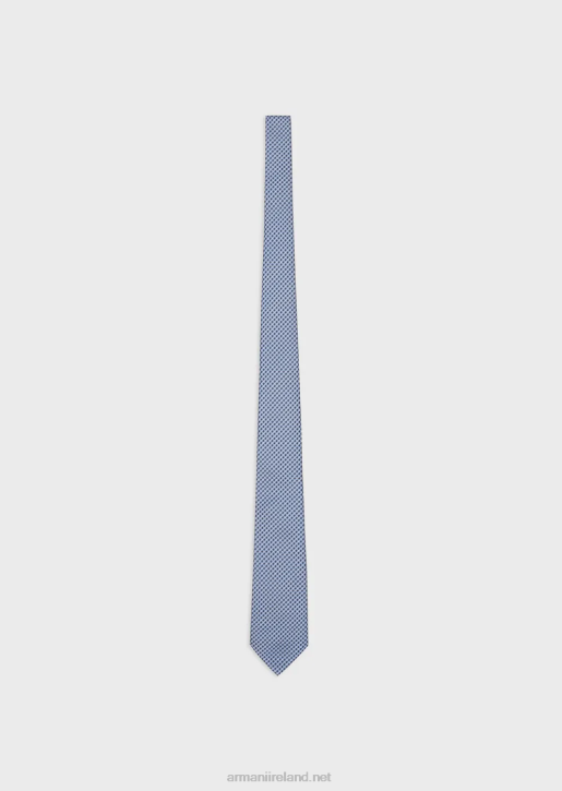 Men 086V2166 Pure Silk Tie With Jacquard Micro-Pattern Armani Azure