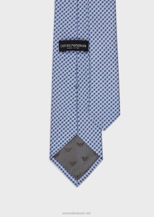 Men 086V2166 Pure Silk Tie With Jacquard Micro-Pattern Armani Azure