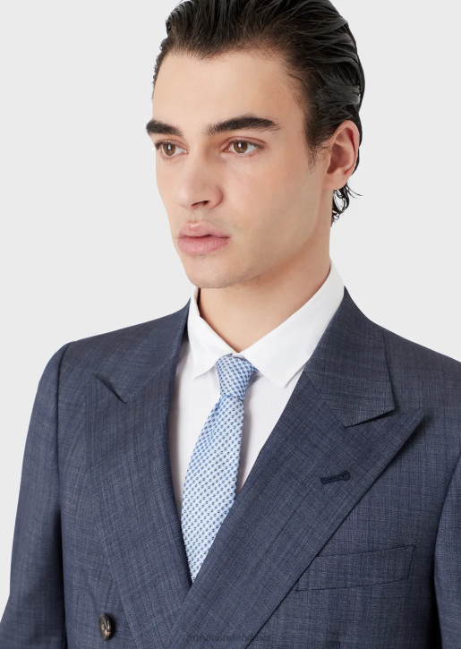 Men 086V2166 Pure Silk Tie With Jacquard Micro-Pattern Armani Azure