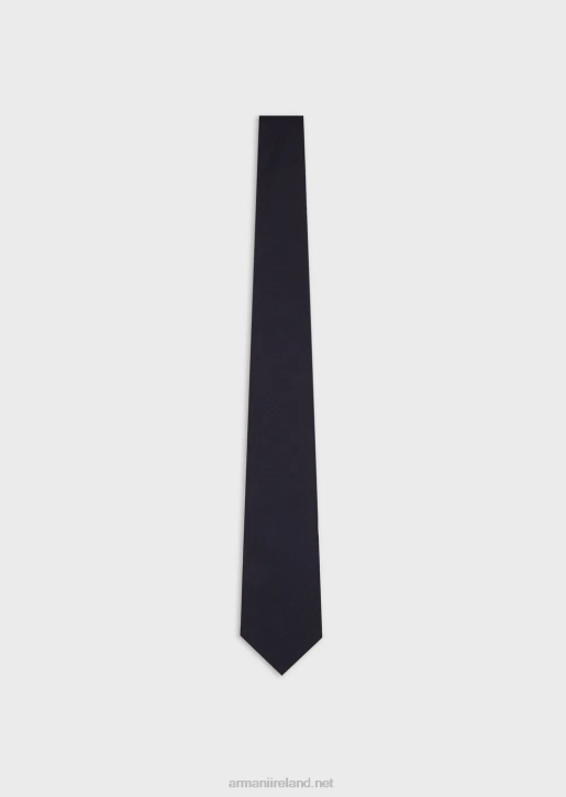 Men 086V2167 Pure Silk Tie With Jacquard Monogram Armani Midnight Blue