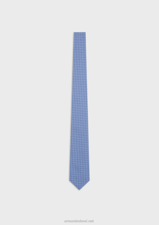 Men 086V2169 Wrinkled-Effect Jacquard Silk-Blend Tie Armani Azure