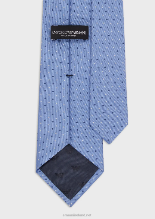 Men 086V2169 Wrinkled-Effect Jacquard Silk-Blend Tie Armani Azure