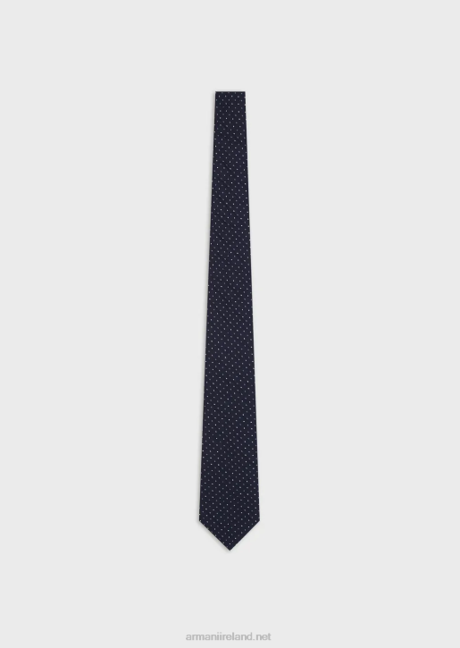 Men 086V2170 Wrinkled-Effect Jacquard Silk-Blend Tie Armani Blue