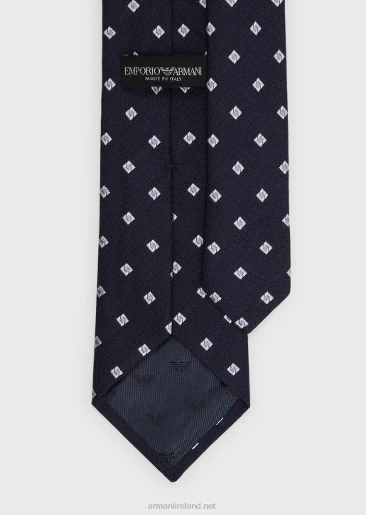 Men 086V2172 Silk And Linen Blend Jacquard Tie Armani Blue
