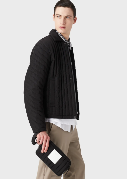 Men 086V2173 Recycled, Quilted Ripstop Nylon Washbag Armani Black