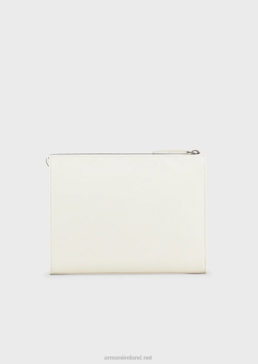 Men 086V2174 Recycled Twill Pouch With Leather Details Armani White