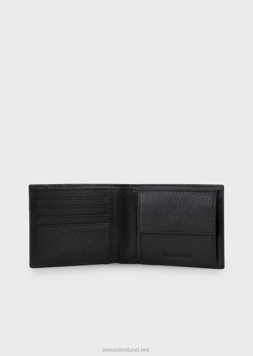 Men 086V2176 Gift Box With Wallet And Card Holder In Tumbled Leather Armani Black
