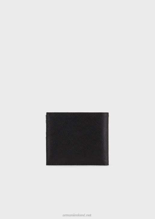 Men 086V2179 Regenerated-Leather Wallet With Eagle Plate Armani Black