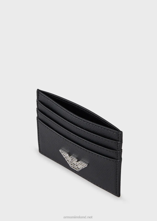 Men 086V2183 Gift Box With Eagle Plaque Card Holder And Wallet Armani Black
