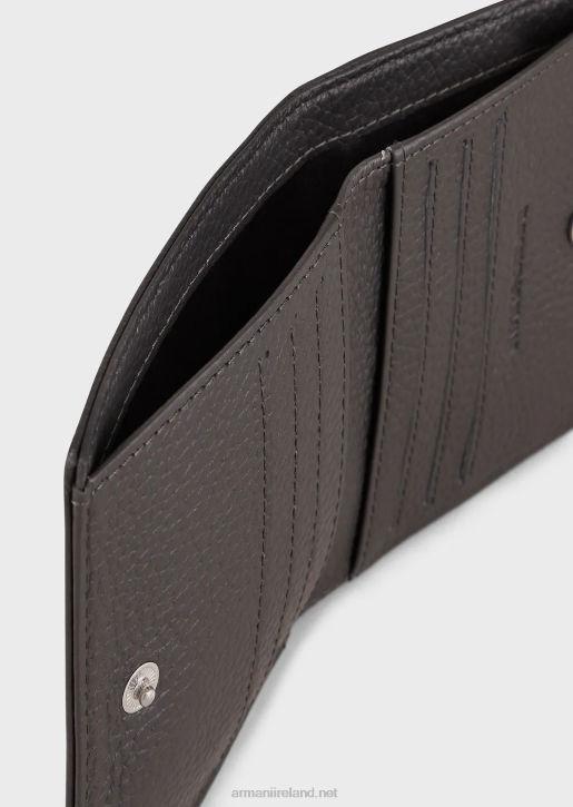 Men 086V2187 Zipped, Tumbled-Leather Card Holder Armani Dark Gray