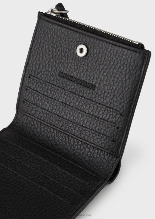 Men 086V2188 Zipped, Tumbled-Leather Card Holder Armani Black