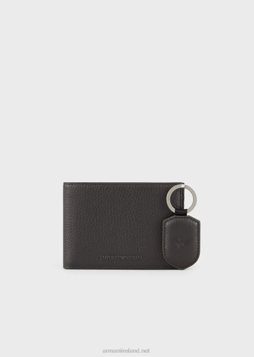 Men 086V2189 Gift Box With Wallet And Keyring In Tumbled Leather Armani Black 2