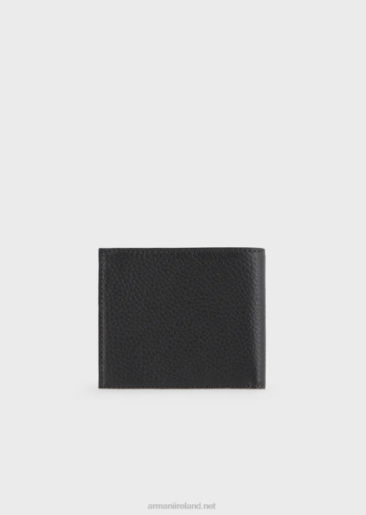 Men 086V2195 Tumbled Leather Wallet Armani Dark Gray