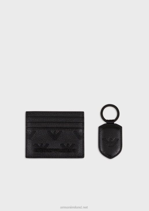 Men 086V2199 Leather Gift Box With Embossed All-Over Eagle Armani Black