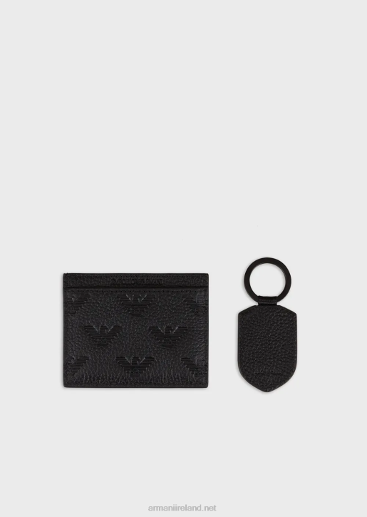 Men 086V2199 Leather Gift Box With Embossed All-Over Eagle Armani Black