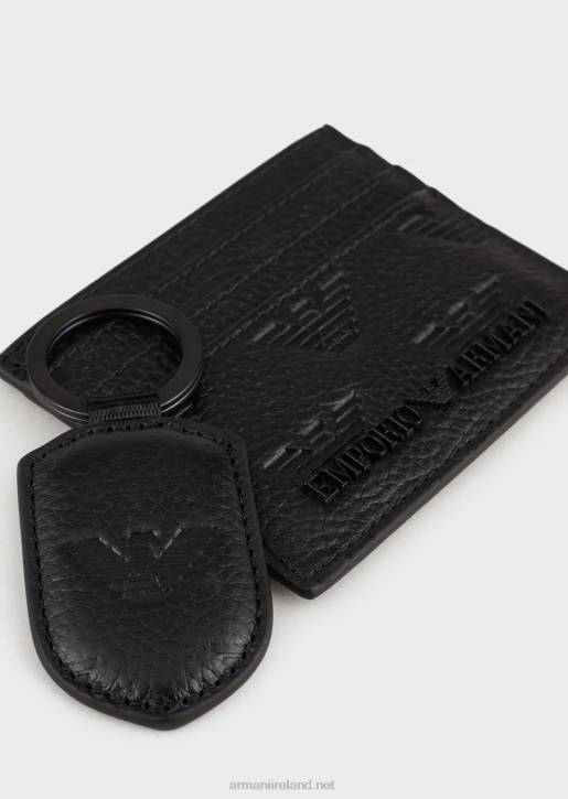 Men 086V2199 Leather Gift Box With Embossed All-Over Eagle Armani Black