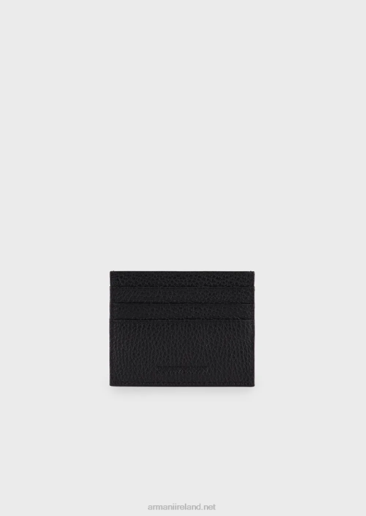 Men 086V2200 Gift Box With Card Holder And Keyring In Tumbled Leather Armani Black