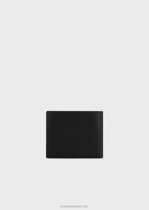 Men 086V2202 Saffiano-Print, Regenerated-Leather Wallet With Coin Pocket Armani Black