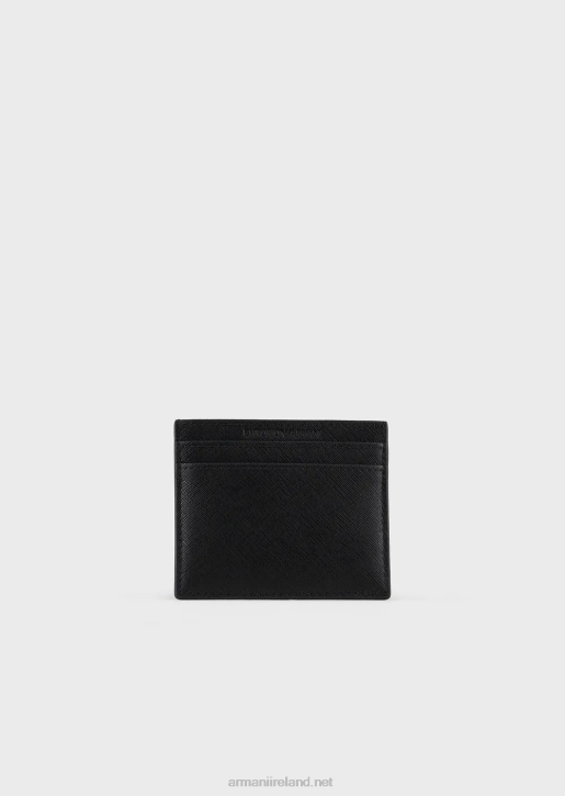Men 086V2203 Saffiano-Print, Regenerated-Leather Card Holder Armani Black