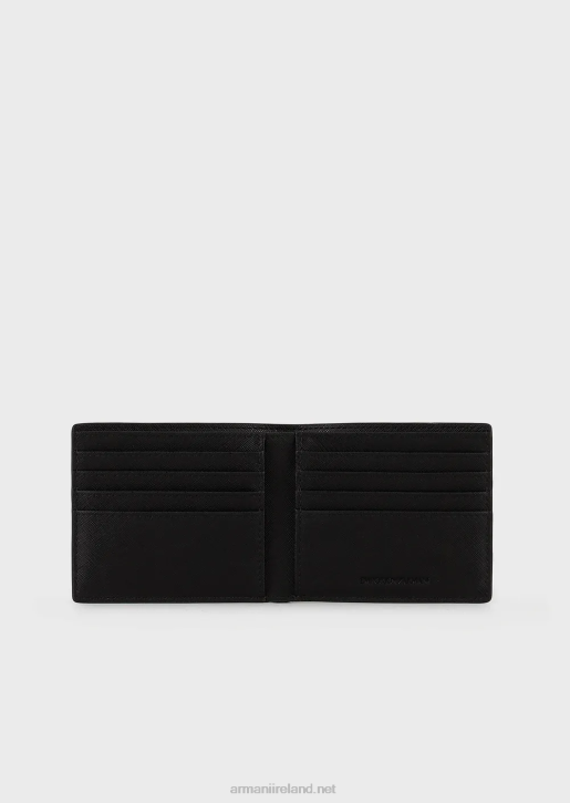 Men 086V2204 Saffiano-Print, Regenerated-Leather Wallet Armani Black