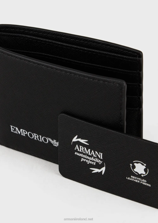 Men 086V2204 Saffiano-Print, Regenerated-Leather Wallet Armani Black