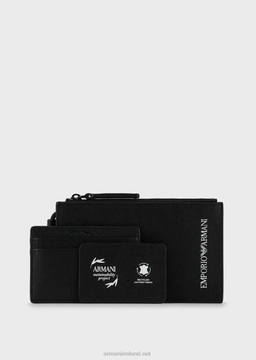 Men 086V2206 Saffiano-Print, Regenerated Leather Tech Case With Outer Pocket Armani Black