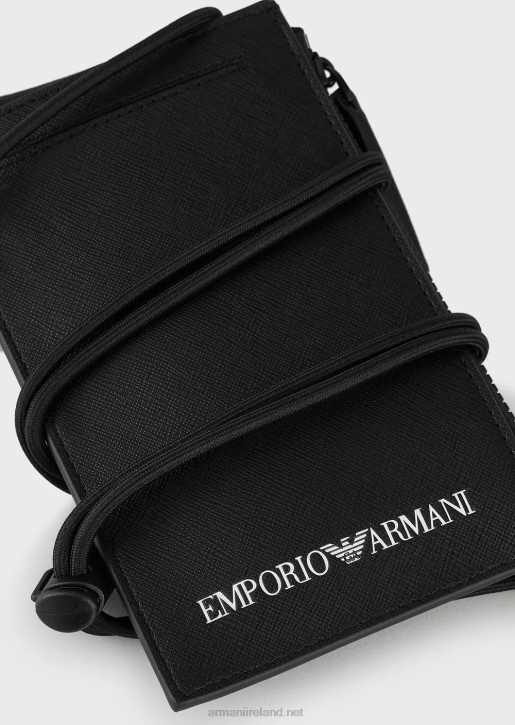Men 086V2206 Saffiano-Print, Regenerated Leather Tech Case With Outer Pocket Armani Black