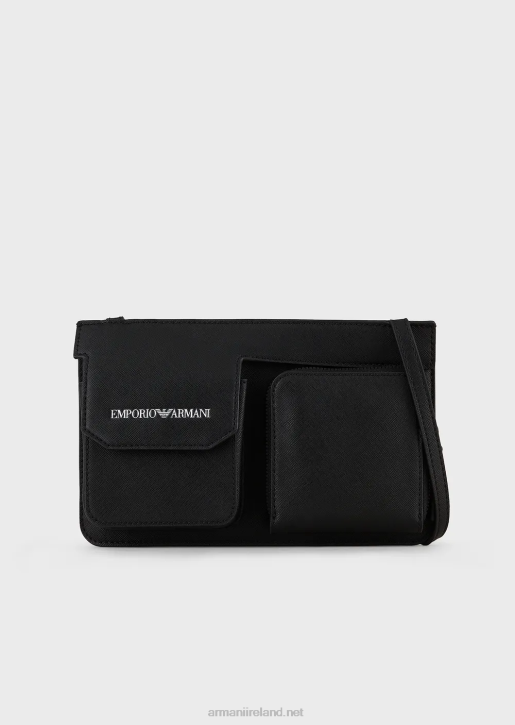 Men 086V2207 Saffiano-Print, Regenerated Leather Tech Case With Outer Pocket Armani Black