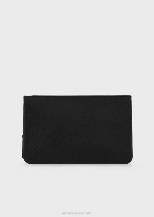 Men 086V2207 Saffiano-Print, Regenerated Leather Tech Case With Outer Pocket Armani Black
