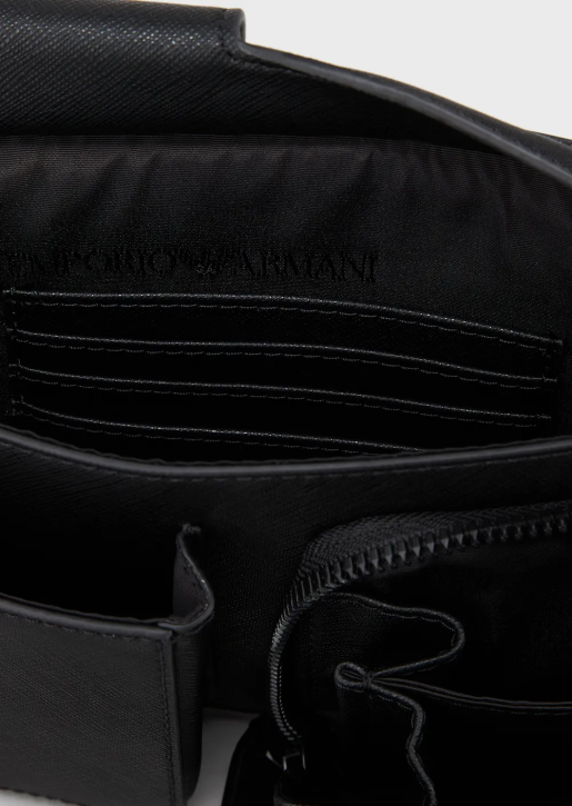 Men 086V2207 Saffiano-Print, Regenerated Leather Tech Case With Outer Pocket Armani Black