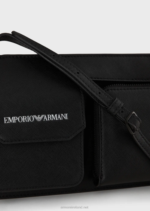 Men 086V2207 Saffiano-Print, Regenerated Leather Tech Case With Outer Pocket Armani Black