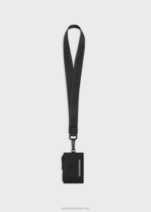 Men 086V2209 Saffiano-Print, Regenerated Leather Badge Holder Armani Black