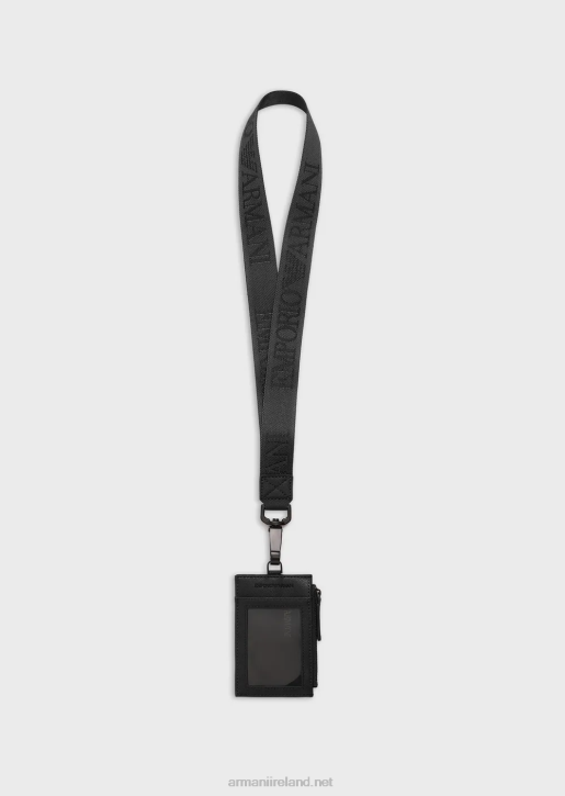 Men 086V2209 Saffiano-Print, Regenerated Leather Badge Holder Armani Black