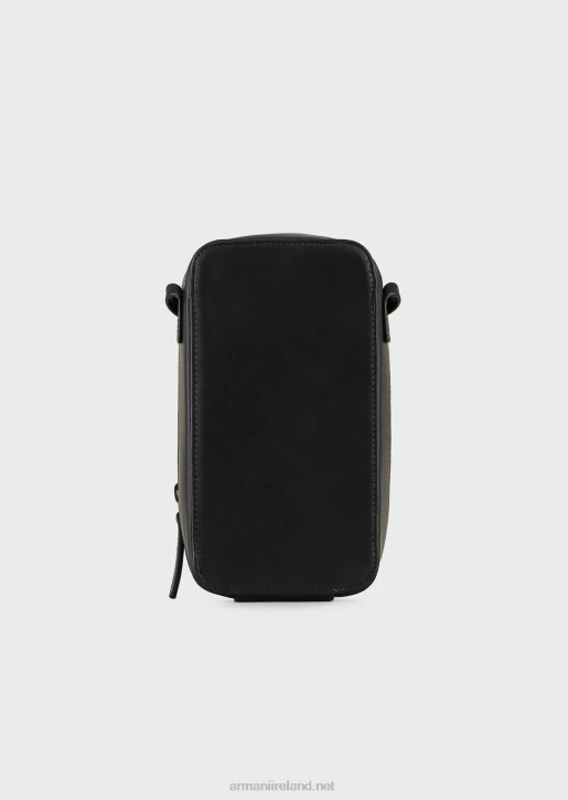 Men 086V2218 Leather Iphone Case With Logo And Strap Armani Black