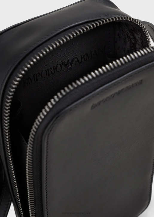 Men 086V2218 Leather Iphone Case With Logo And Strap Armani Black