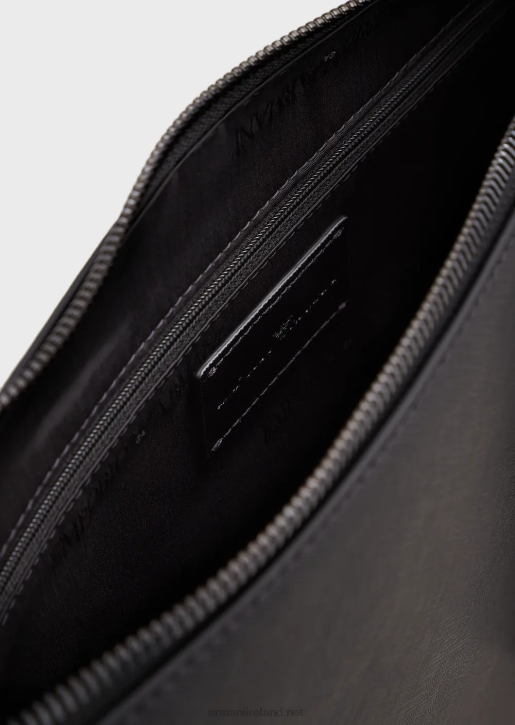 Men 086V2219 Saffiano-Print, Regenerated-Leather Pouch Armani Black