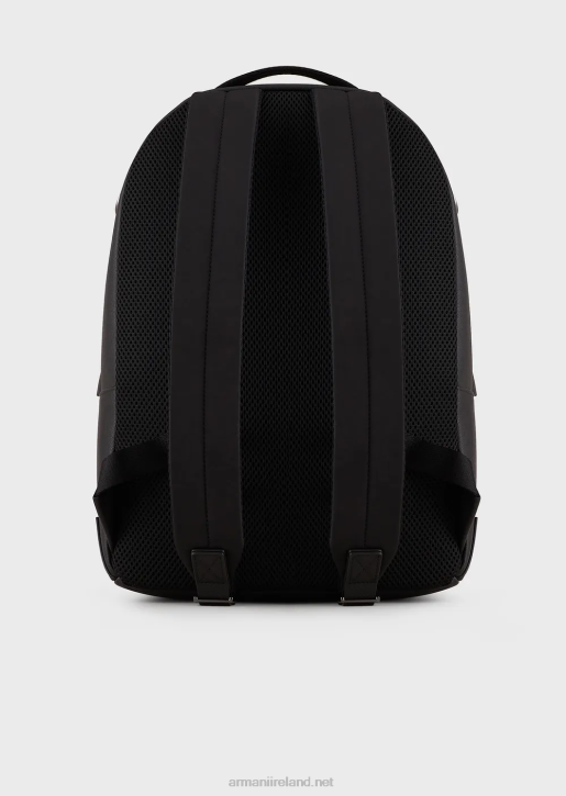 Men 086V1949 Saffiano-Print, Regenerated-Leather Round Backpack Armani Black
