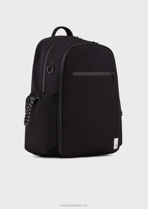 Men 086V1959 Travel Essentials Waterproof Nylon Backpack Armani Black Logo