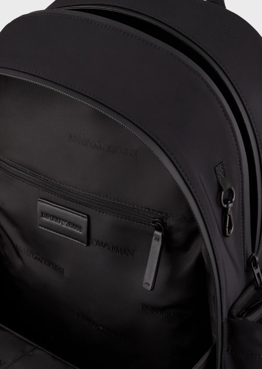 Men 086V1959 Travel Essentials Waterproof Nylon Backpack Armani Black Logo