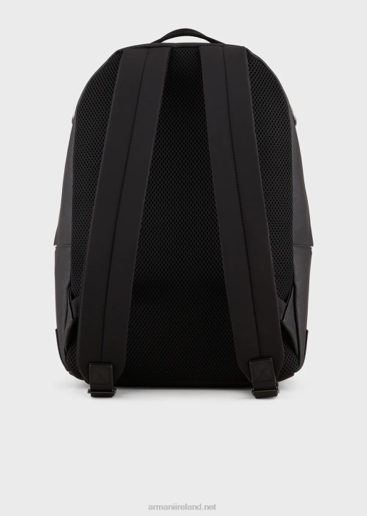 Men 086V1964 Saffiano-Print, Regenerated-Leather Round Backpack Armani