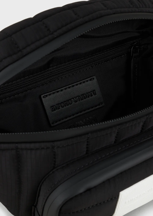 Men 086V1965 Recycled, Quilted Ripstop Nylon Belt Bag Armani Black