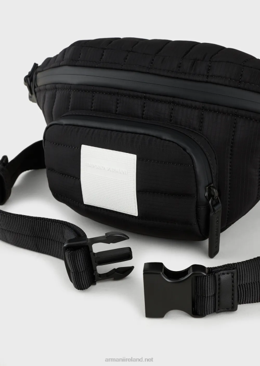 Men 086V1965 Recycled, Quilted Ripstop Nylon Belt Bag Armani Black