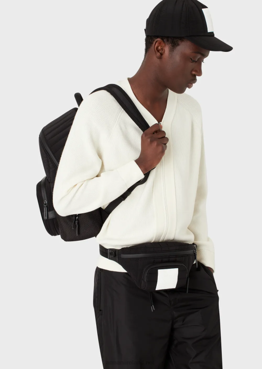 Men 086V1965 Recycled, Quilted Ripstop Nylon Belt Bag Armani Black