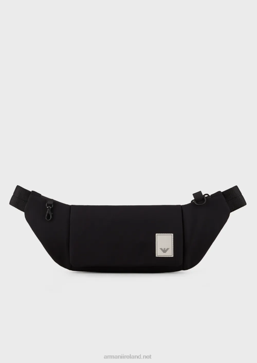 Men 086V1969 Travel Essentials Waterproof Nylon Belt Bag Armani Black Logo