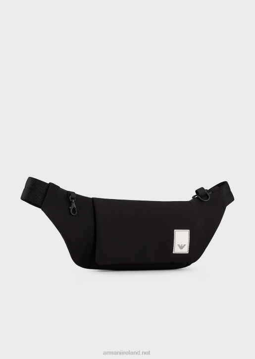 Men 086V1969 Travel Essentials Waterproof Nylon Belt Bag Armani Black Logo