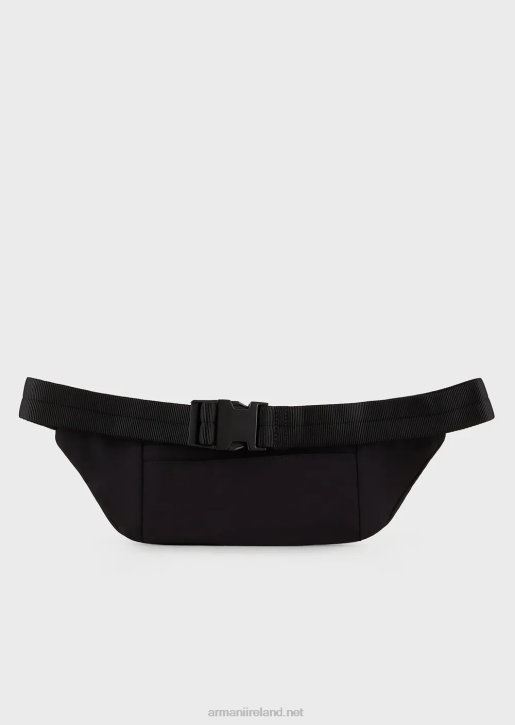 Men 086V1969 Travel Essentials Waterproof Nylon Belt Bag Armani Black Logo