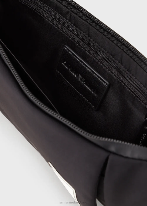 Men 086V1969 Travel Essentials Waterproof Nylon Belt Bag Armani Black Logo